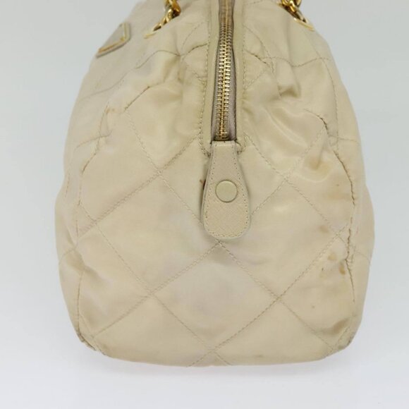 PRADA Chain Hand Bag Nylon Beige Gold Auth mr979 - Picture 4 of 16